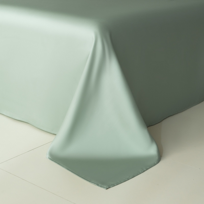 91家纺网 家纺一手货源 找家纺 禾时 2026新款60支奥地利兰精双拼纯色天丝四件套 天空蓝-浅艾绿