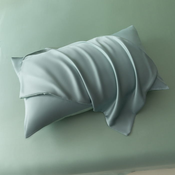 91家纺网 家纺一手货源 找家纺 禾时 2026新款60支奥地利兰精双拼纯色天丝四件套 天空蓝-浅艾绿