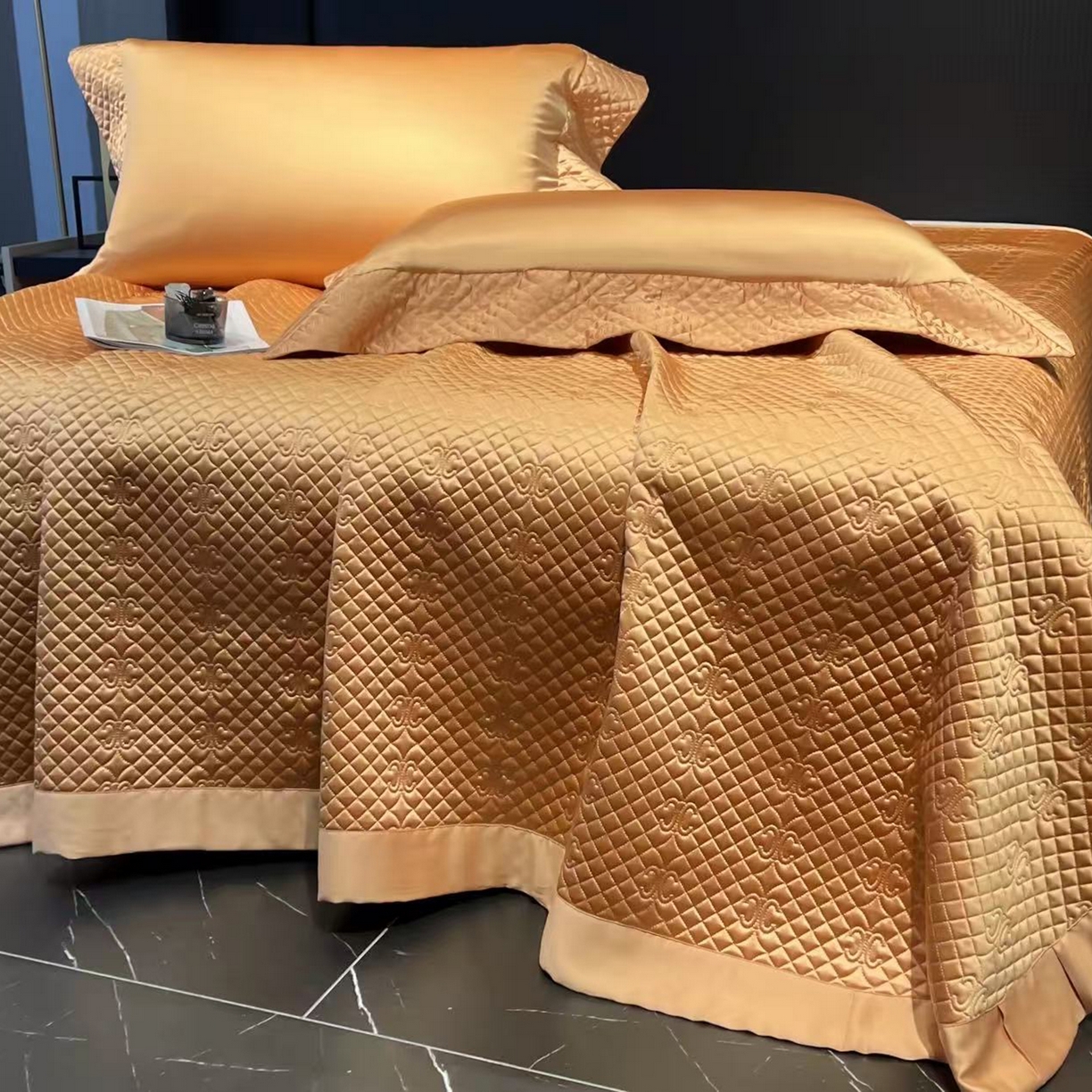 edra 2026新款凉感醋酸御锦缎夏被四件套 橙色