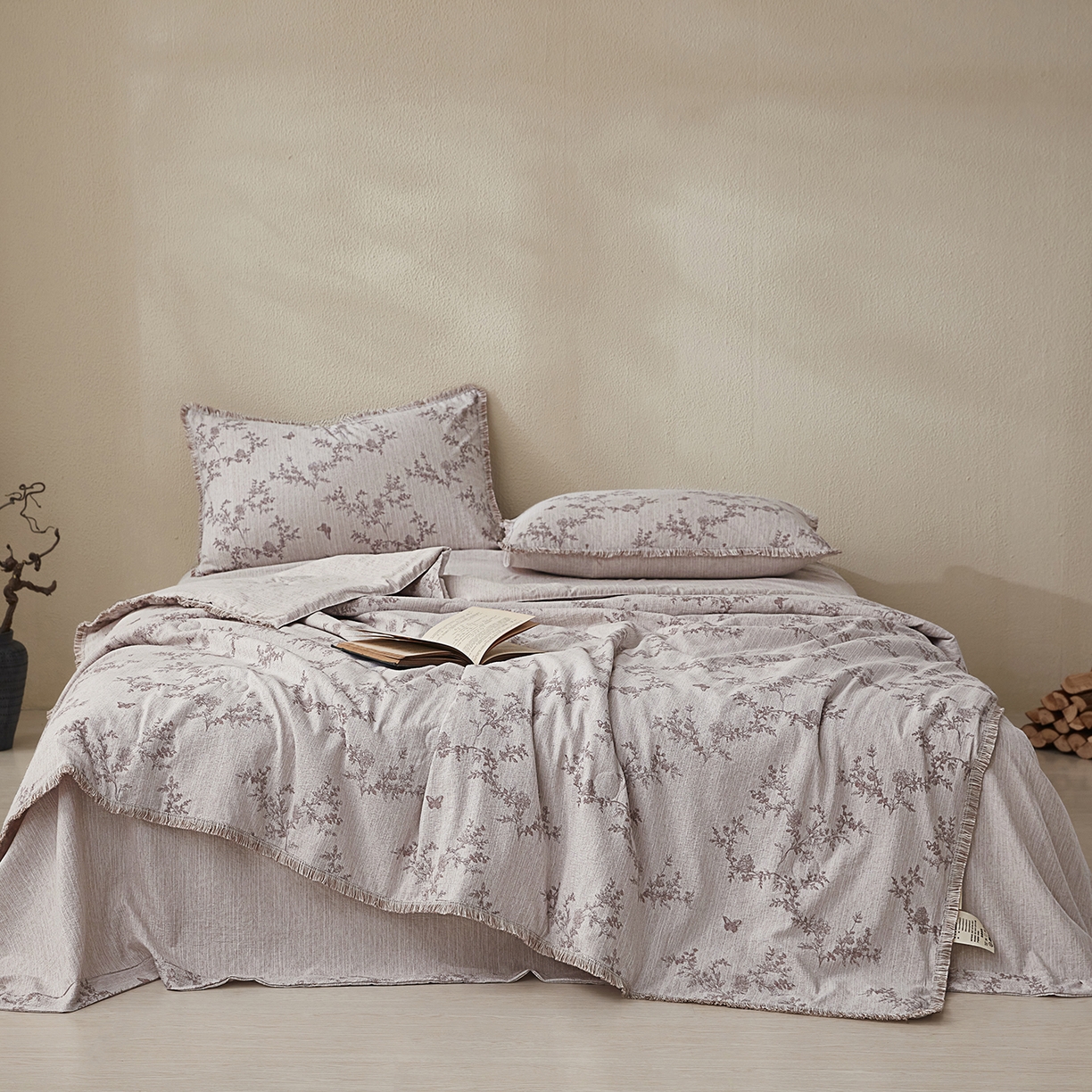 91家纺网 家纺一手货源 找家纺 （总）网客家纺 2026新款提花色织麻夏被四件套