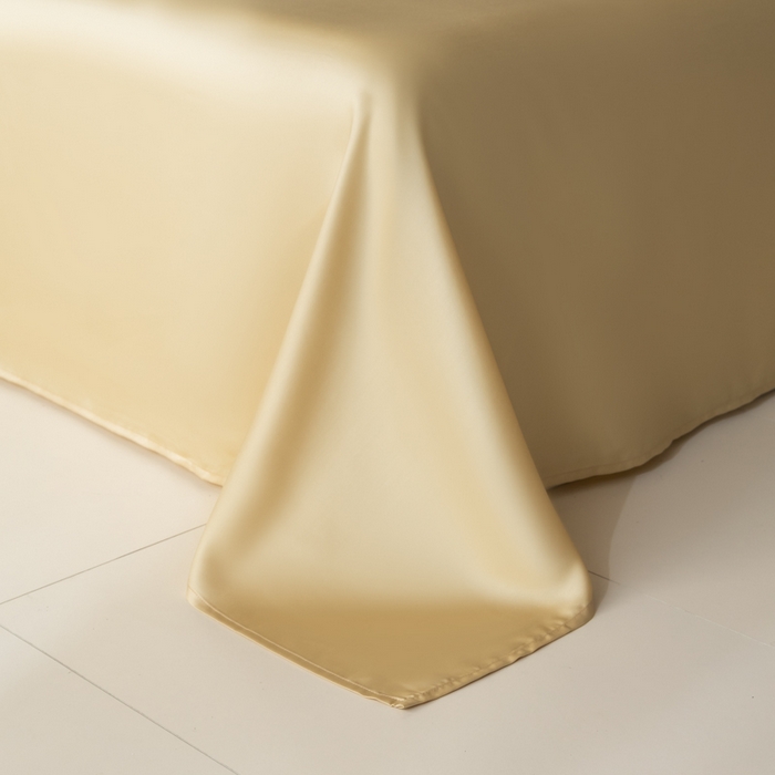 91家纺网 家纺一手货源 找家纺 禾时 2026新款60支奥地利兰精双拼纯色天丝四件套 天青色-香槟金