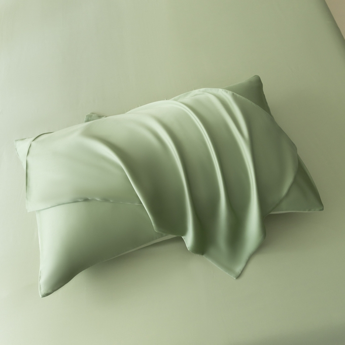 91家纺网 家纺一手货源 找家纺 禾时 2026新款60支奥地利兰精双拼纯色天丝四件套 香奈儿绿-嫩叶绿