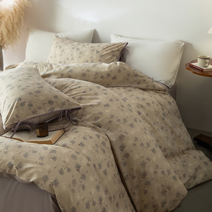 91家纺网 家纺一手货源 找家纺 （总）若未家居 LOVEWE HOUSE 2026春夏新款全棉纯棉棉麻色织印花套件清茉系列四件套（控价 券后不低于298）