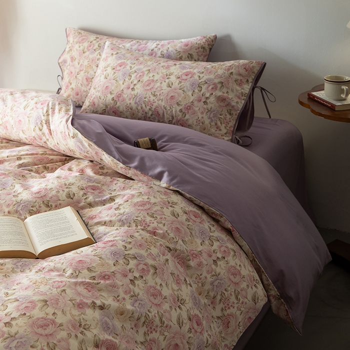 91家纺网 家纺一手货源 找家纺 若未家居 LOVEWE HOUSE 2026春夏新款全棉纯棉棉麻色织印花套件清茉系列四件套（控价 券后不低于298） 小荷