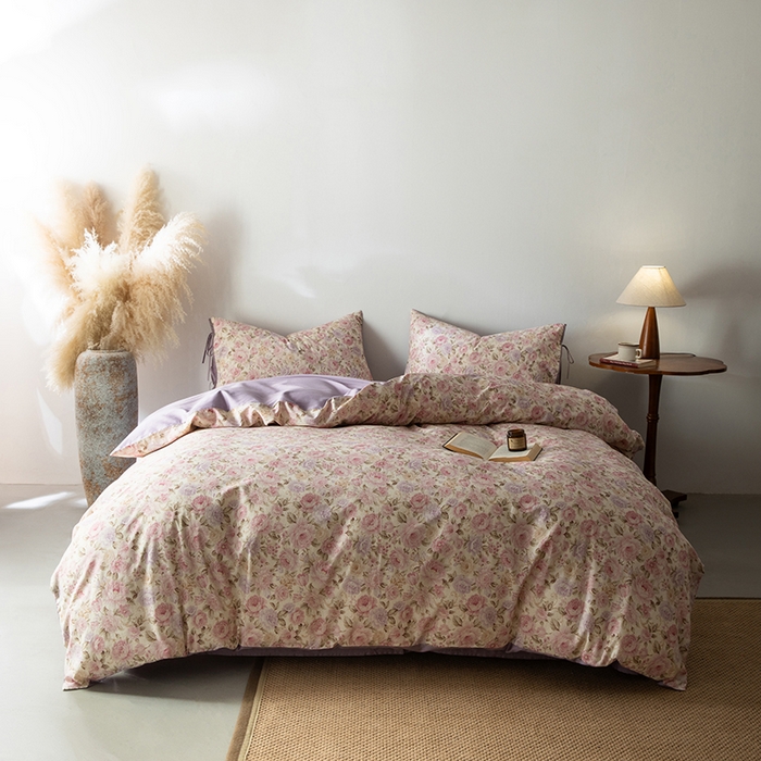 91家纺网 家纺一手货源 找家纺 若未家居 LOVEWE HOUSE 2026春夏新款全棉纯棉棉麻色织印花套件清茉系列四件套（控价 券后不低于298） 小荷