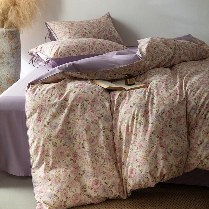 91家纺网 家纺一手货源 找家纺 若未家居 LOVEWE HOUSE 2026春夏新款全棉纯棉棉麻色织印花套件清茉系列四件套（控价 券后不低于298） 小荷