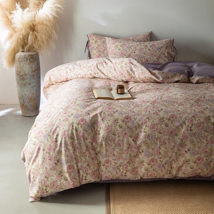 91家纺网 家纺一手货源 找家纺 若未家居 LOVEWE HOUSE 2026春夏新款全棉纯棉棉麻色织印花套件清茉系列四件套（控价 券后不低于298） 小荷