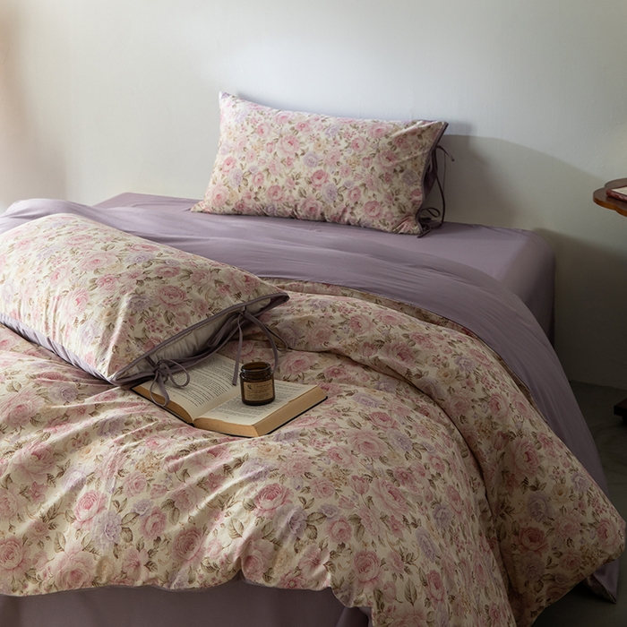 91家纺网 家纺一手货源 找家纺 若未家居 LOVEWE HOUSE 2026春夏新款全棉纯棉棉麻色织印花套件清茉系列四件套（控价 券后不低于298） 小荷