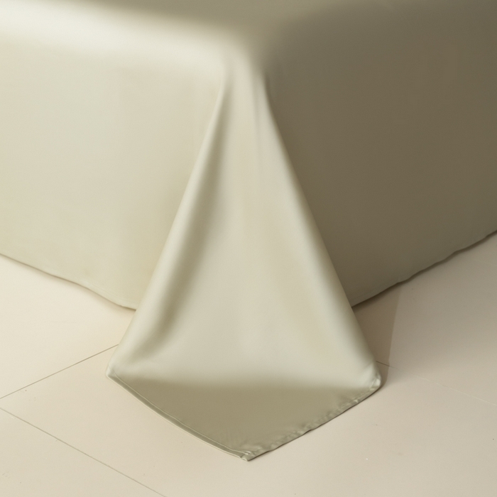 91家纺网 家纺一手货源 找家纺 禾时 2026新款60支奥地利兰精双拼纯色天丝四件套 烟轻绿