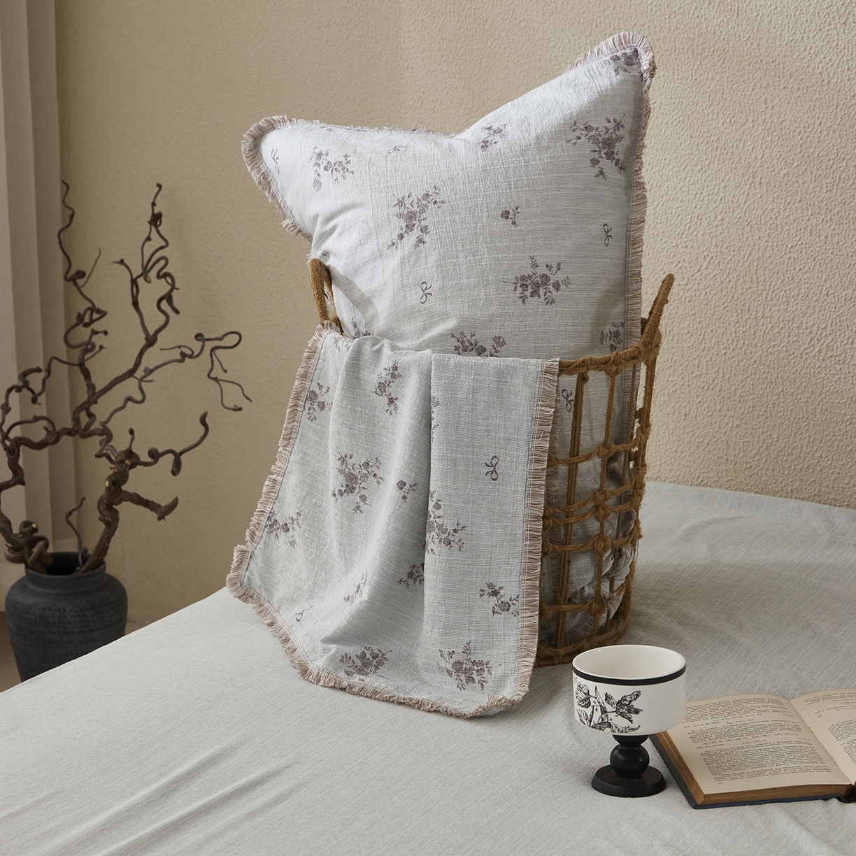 91家纺网 家纺一手货源 找家纺 网客家纺 2026新款提花色织麻夏被四件套 佳人绿