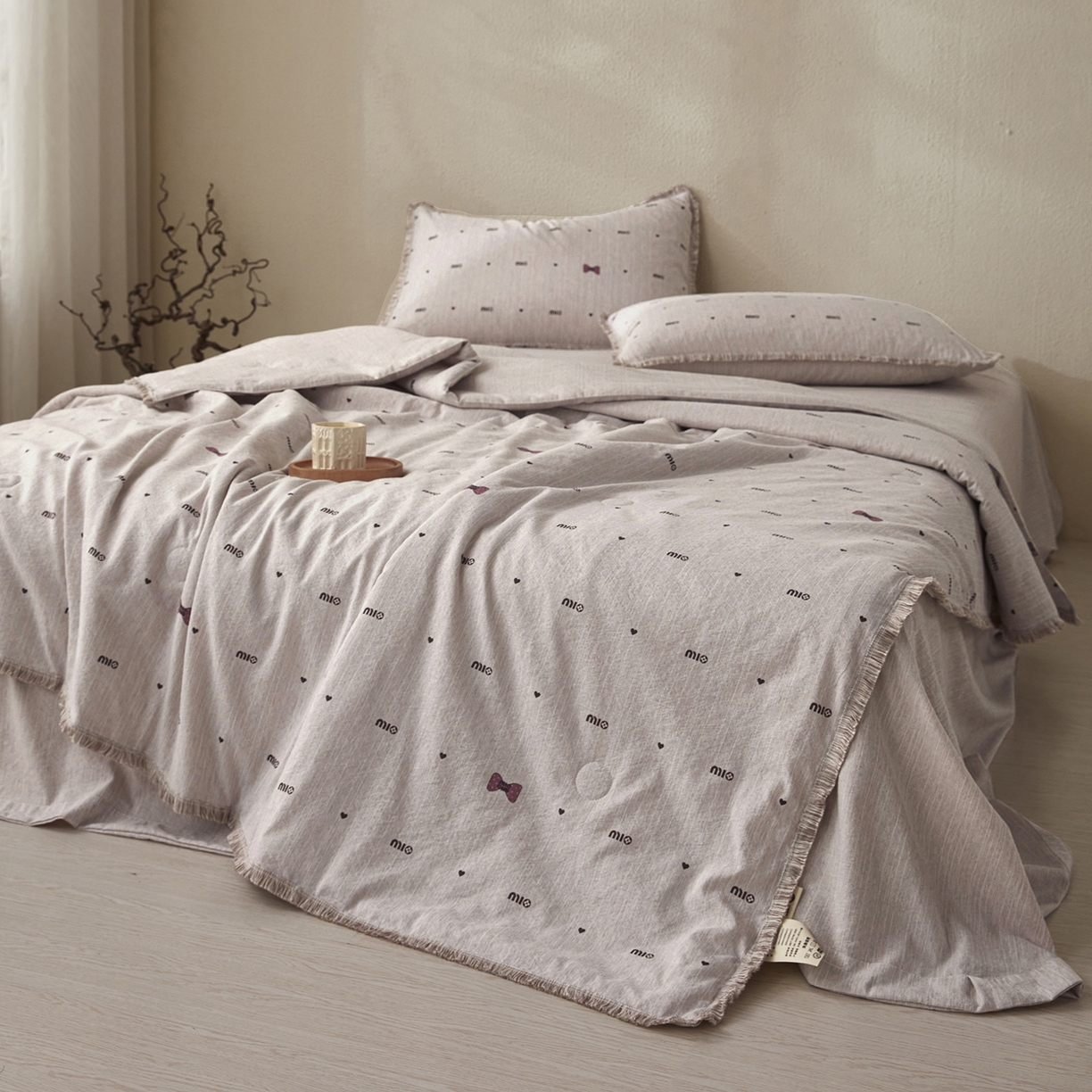 91家纺网 家纺一手货源 找家纺 网客家纺 2026新款提花色织麻夏被四件套 敏敏