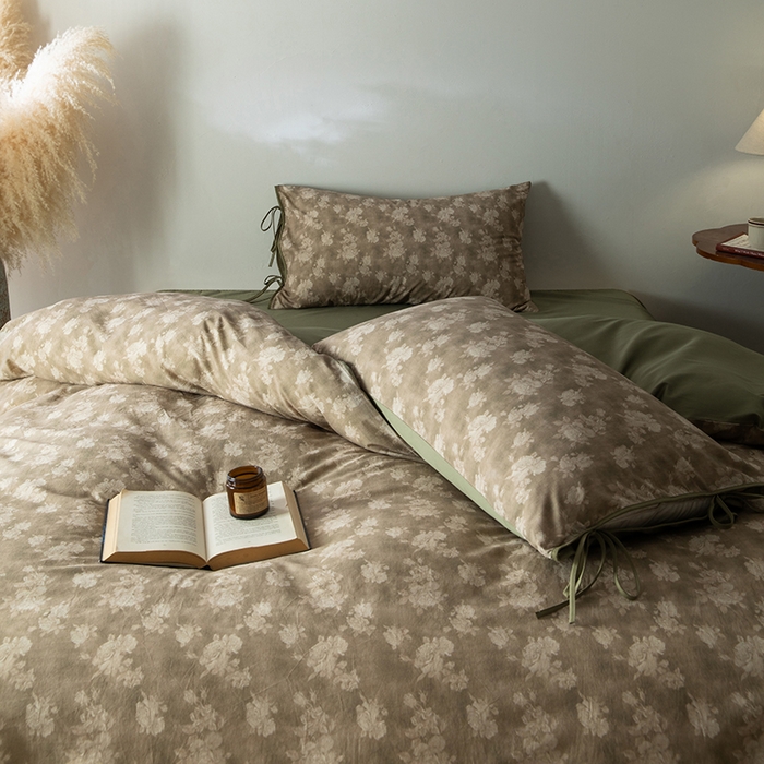 91家纺网 家纺一手货源 找家纺 若未家居 LOVEWE HOUSE 2026春夏新款全棉纯棉棉麻色织印花套件清茉系列四件套（控价 券后不低于298） 清茉