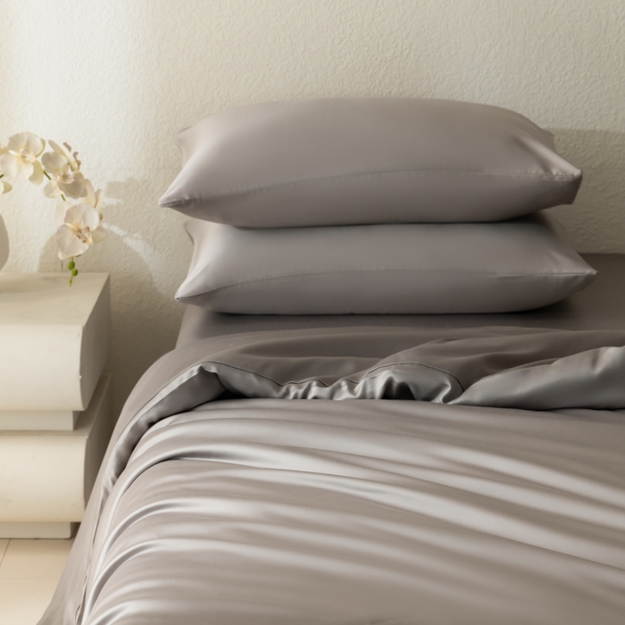 91家纺网 家纺一手货源 找家纺 禾时 2026新款60支奥地利兰精双拼纯色天丝四件套 岩石灰