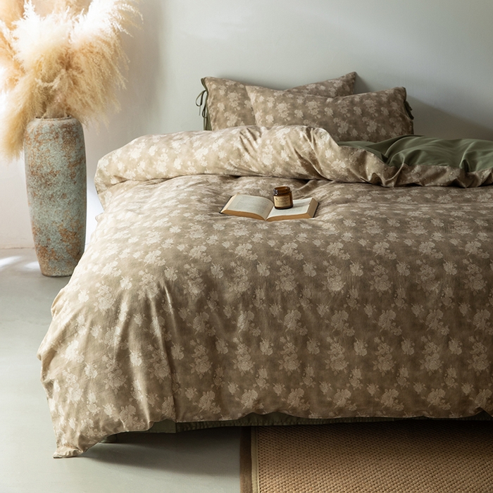 91家纺网 家纺一手货源 找家纺 若未家居 LOVEWE HOUSE 2026春夏新款全棉纯棉棉麻色织印花套件清茉系列四件套（控价 券后不低于298） 清茉