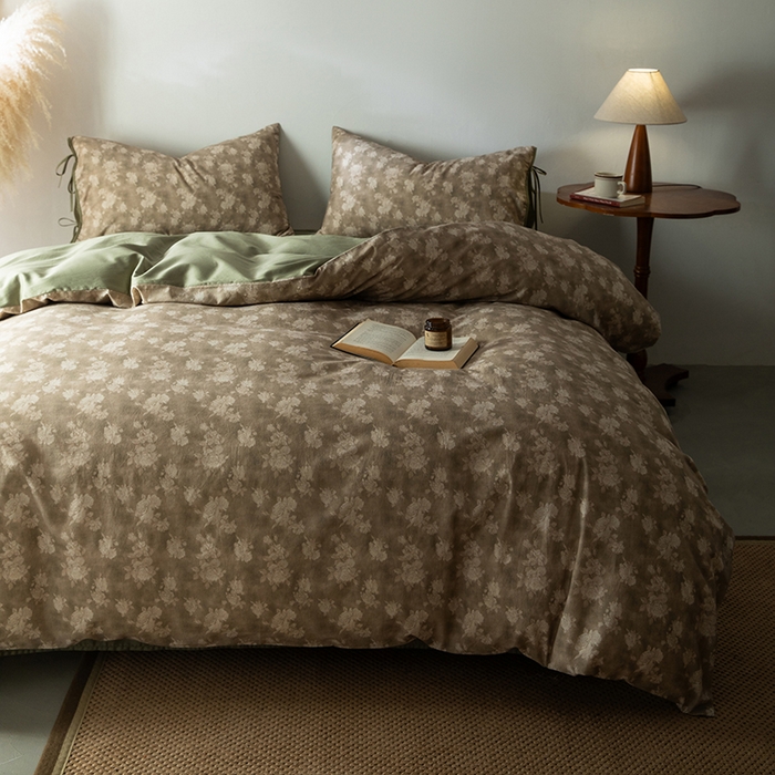 91家纺网 家纺一手货源 找家纺 若未家居 LOVEWE HOUSE 2026春夏新款全棉纯棉棉麻色织印花套件清茉系列四件套（控价 券后不低于298） 清茉