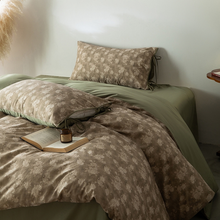 91家纺网 家纺一手货源 找家纺 若未家居 LOVEWE HOUSE 2026春夏新款全棉纯棉棉麻色织印花套件清茉系列四件套（控价 券后不低于298） 清茉