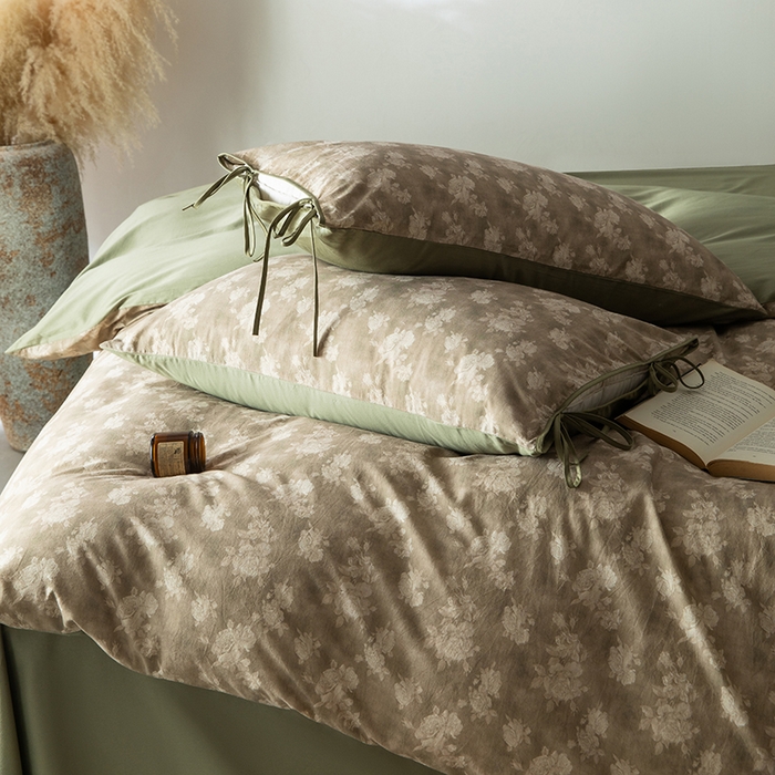 91家纺网 家纺一手货源 找家纺 若未家居 LOVEWE HOUSE 2026春夏新款全棉纯棉棉麻色织印花套件清茉系列四件套（控价 券后不低于298） 清茉