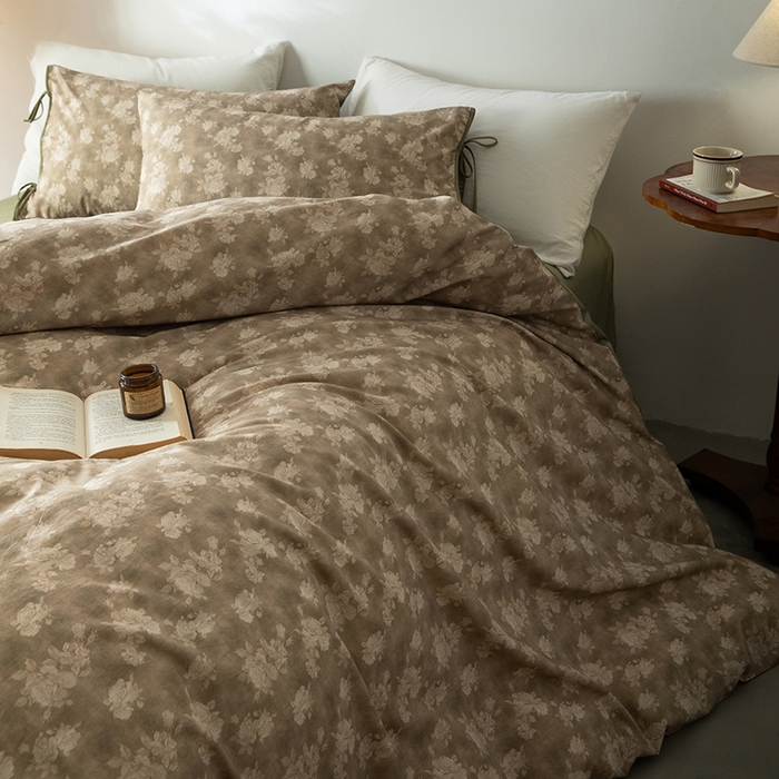 91家纺网 家纺一手货源 找家纺 若未家居 LOVEWE HOUSE 2026春夏新款全棉纯棉棉麻色织印花套件清茉系列四件套（控价 券后不低于298） 清茉