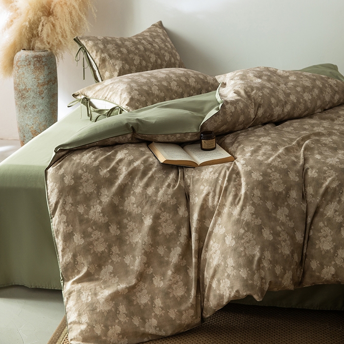 91家纺网 家纺一手货源 找家纺 若未家居 LOVEWE HOUSE 2026春夏新款全棉纯棉棉麻色织印花套件清茉系列四件套（控价 券后不低于298） 清茉