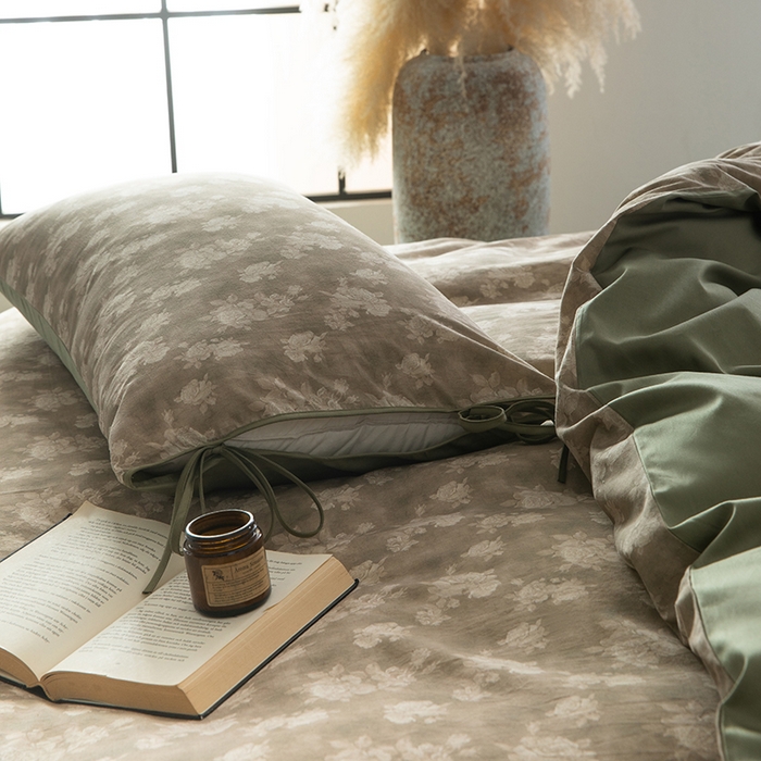 91家纺网 家纺一手货源 找家纺 若未家居 LOVEWE HOUSE 2026春夏新款全棉纯棉棉麻色织印花套件清茉系列四件套（控价 券后不低于298） 清茉