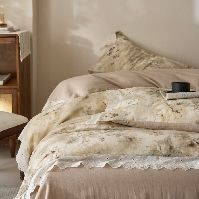 91家纺网 家纺一手货源 找家纺 （总）大彩家居 2026春夏新款棉麻印花四件套