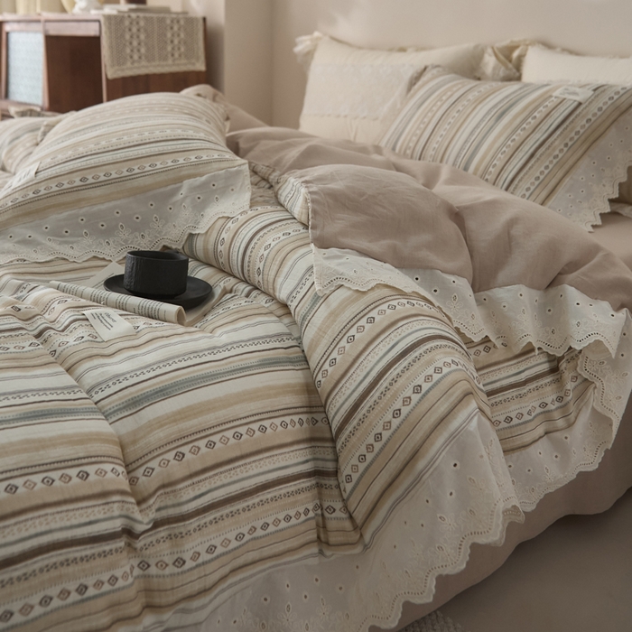 91家纺网 家纺一手货源 找家纺 （总）大彩家居 2026春夏新款棉麻印花四件套