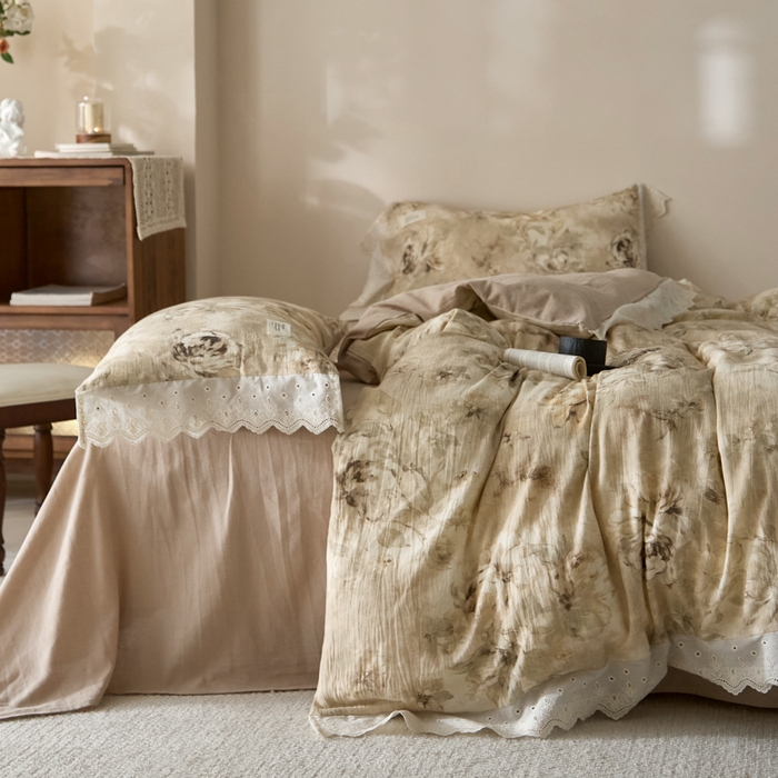 91家纺网 家纺一手货源 找家纺 （总）大彩家居 2026春夏新款棉麻印花四件套