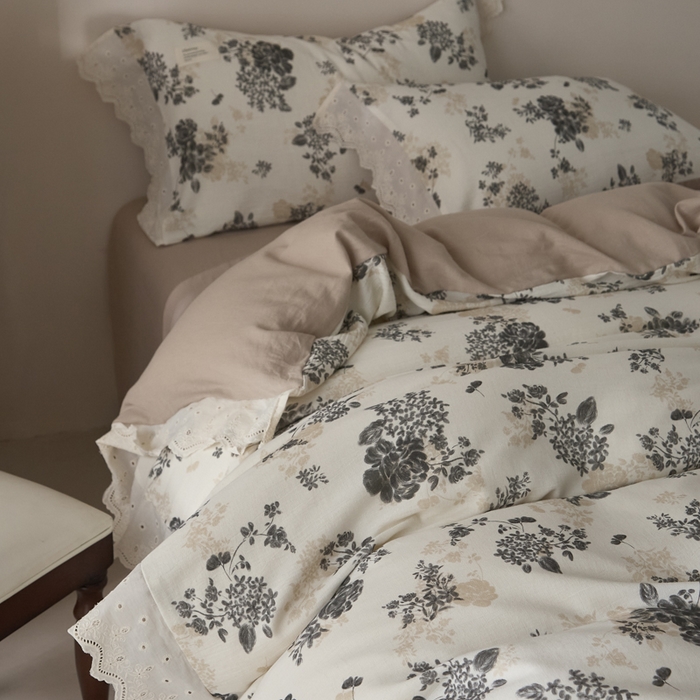 91家纺网 家纺一手货源 找家纺 大彩家居 2026春夏新款棉麻印花四件套 午后庄园