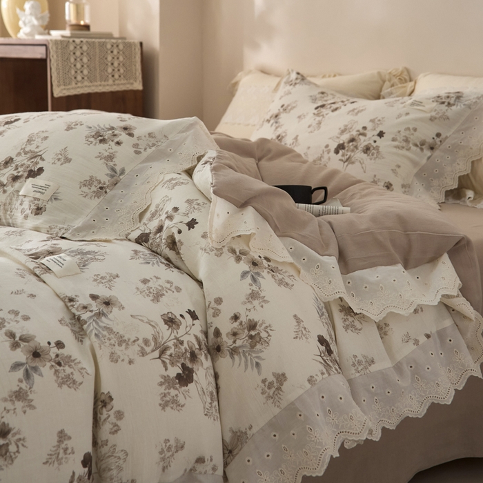 大彩家居 2026春夏新款棉麻印花四件套 浅秋印象