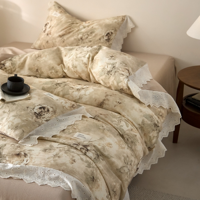 91家纺网 家纺一手货源 找家纺 大彩家居 2026春夏新款棉麻印花四件套 荒野玫瑰