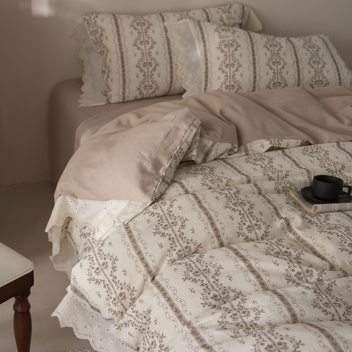 91家纺网 家纺一手货源 找家纺 大彩家居 2026春夏新款棉麻印花四件套 藤原纪