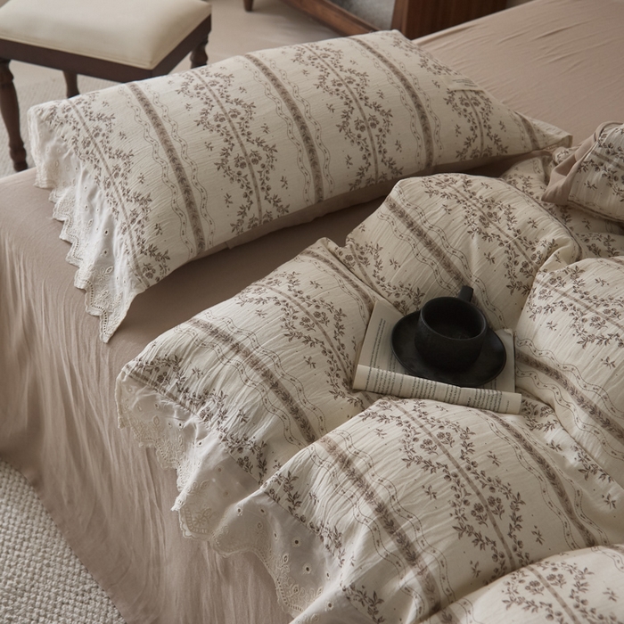 91家纺网 家纺一手货源 找家纺 大彩家居 2026春夏新款棉麻印花四件套 藤原纪