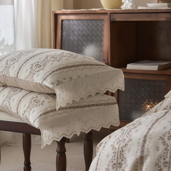 91家纺网 家纺一手货源 找家纺 大彩家居 2026春夏新款棉麻印花四件套 藤原纪