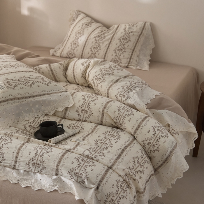 91家纺网 家纺一手货源 找家纺 大彩家居 2026春夏新款棉麻印花四件套 藤原纪