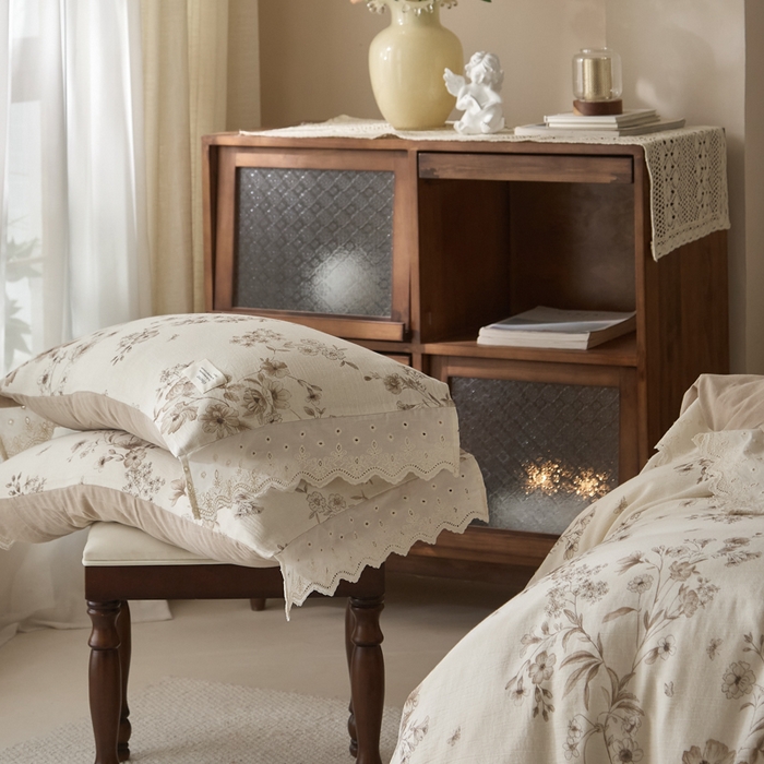 91家纺网 家纺一手货源 找家纺 大彩家居 2026春夏新款棉麻印花四件套 林间拾遗