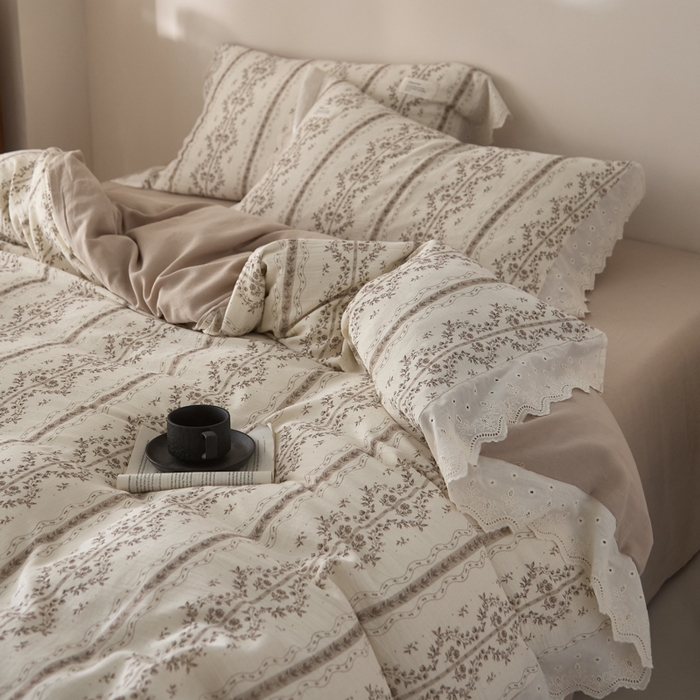 91家纺网 家纺一手货源 找家纺 大彩家居 2026春夏新款棉麻印花四件套 藤原纪