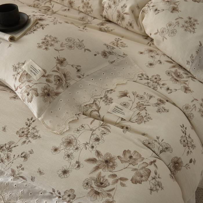 91家纺网 家纺一手货源 找家纺 大彩家居 2026春夏新款棉麻印花四件套 林间拾遗