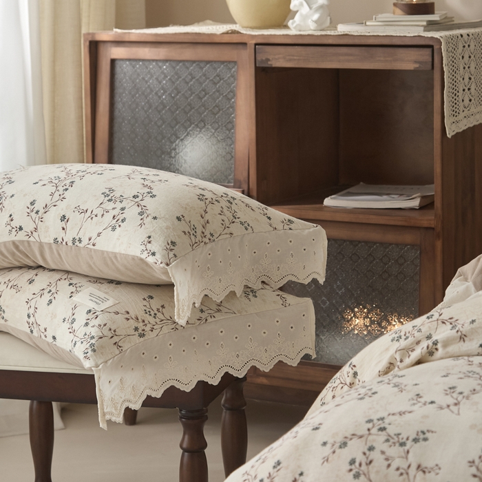 91家纺网 家纺一手货源 找家纺 大彩家居 2026春夏新款棉麻印花四件套 微风草语