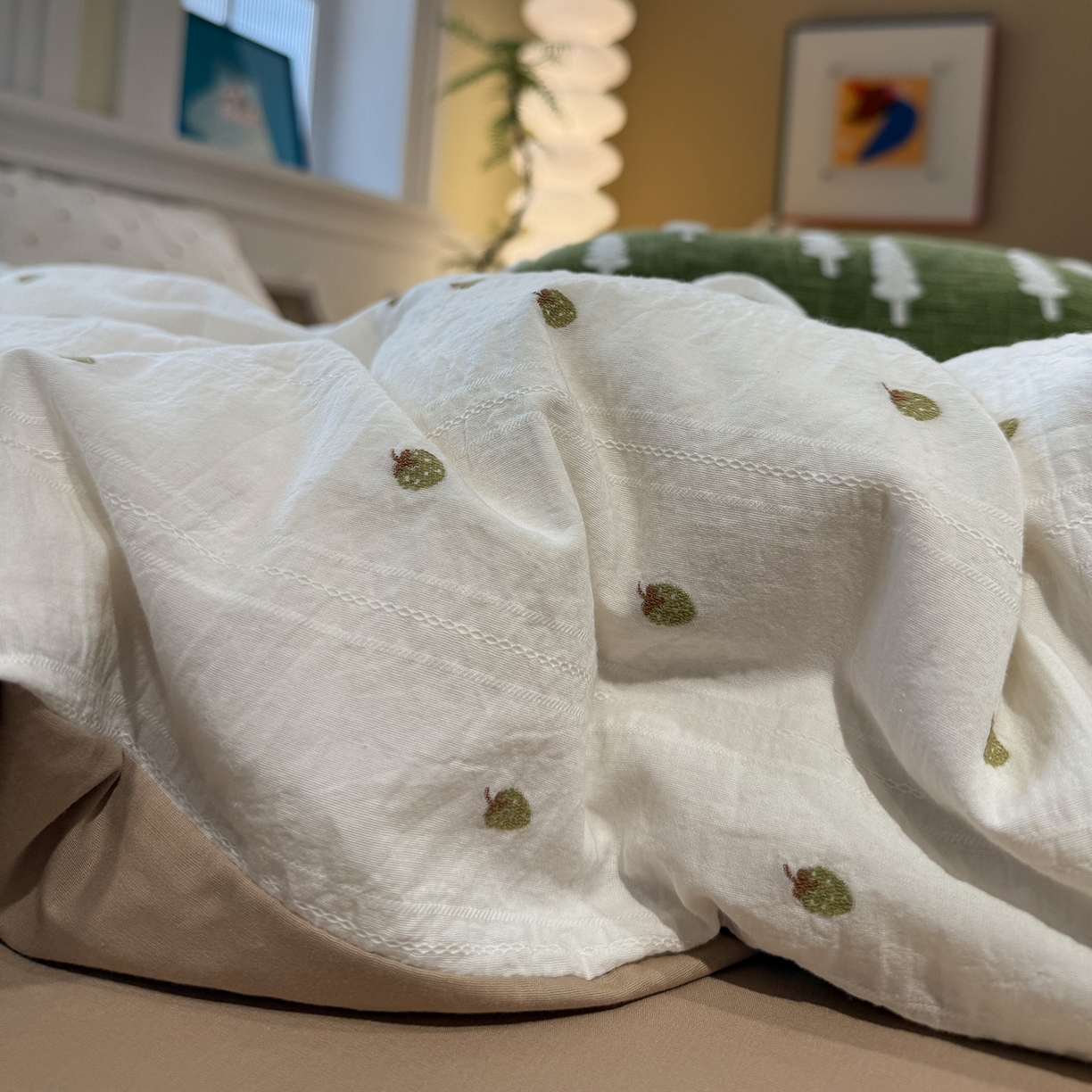 91家纺网 家纺一手货源 找家纺 怡家居 2026春夏新款全棉纯棉水洗棉提花四件套 甜心草莓