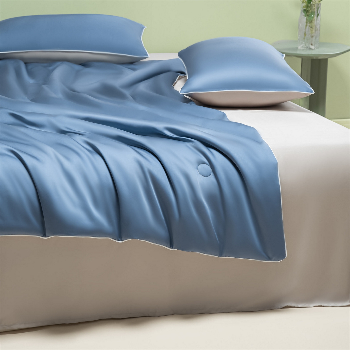 91家纺网 家纺一手货源 找家纺 （总）美澳家纺 2026春夏新款凉感水洗冰丝真丝双拼夏被夏凉被四件套