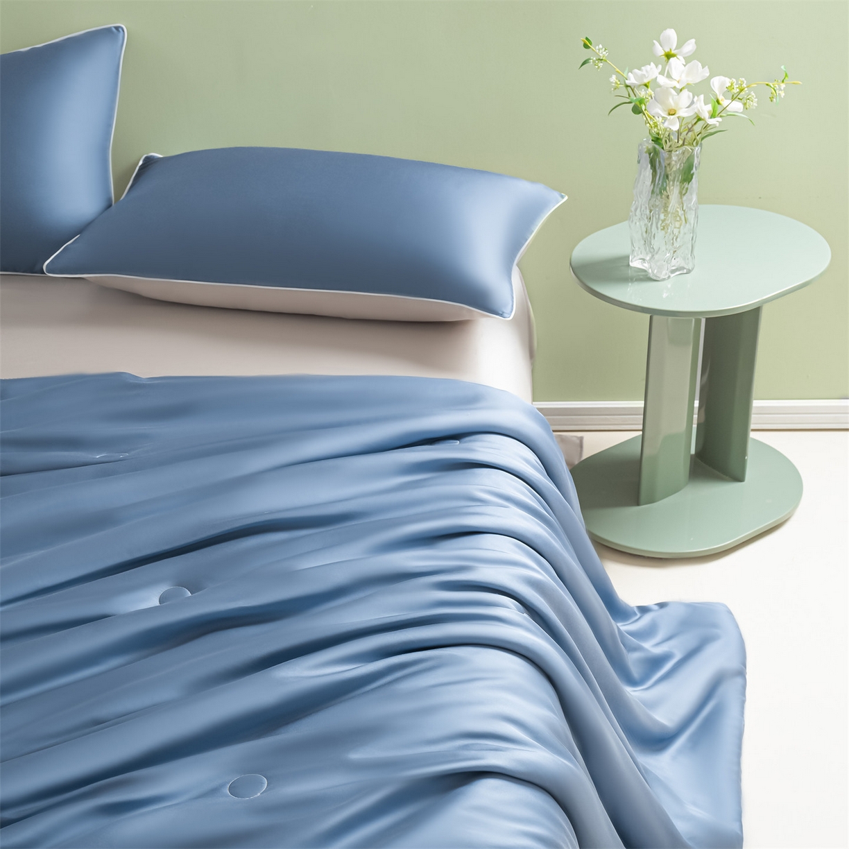 91家纺网 家纺一手货源 找家纺 （总）美澳家纺 2026春夏新款凉感水洗冰丝真丝双拼夏被夏凉被四件套