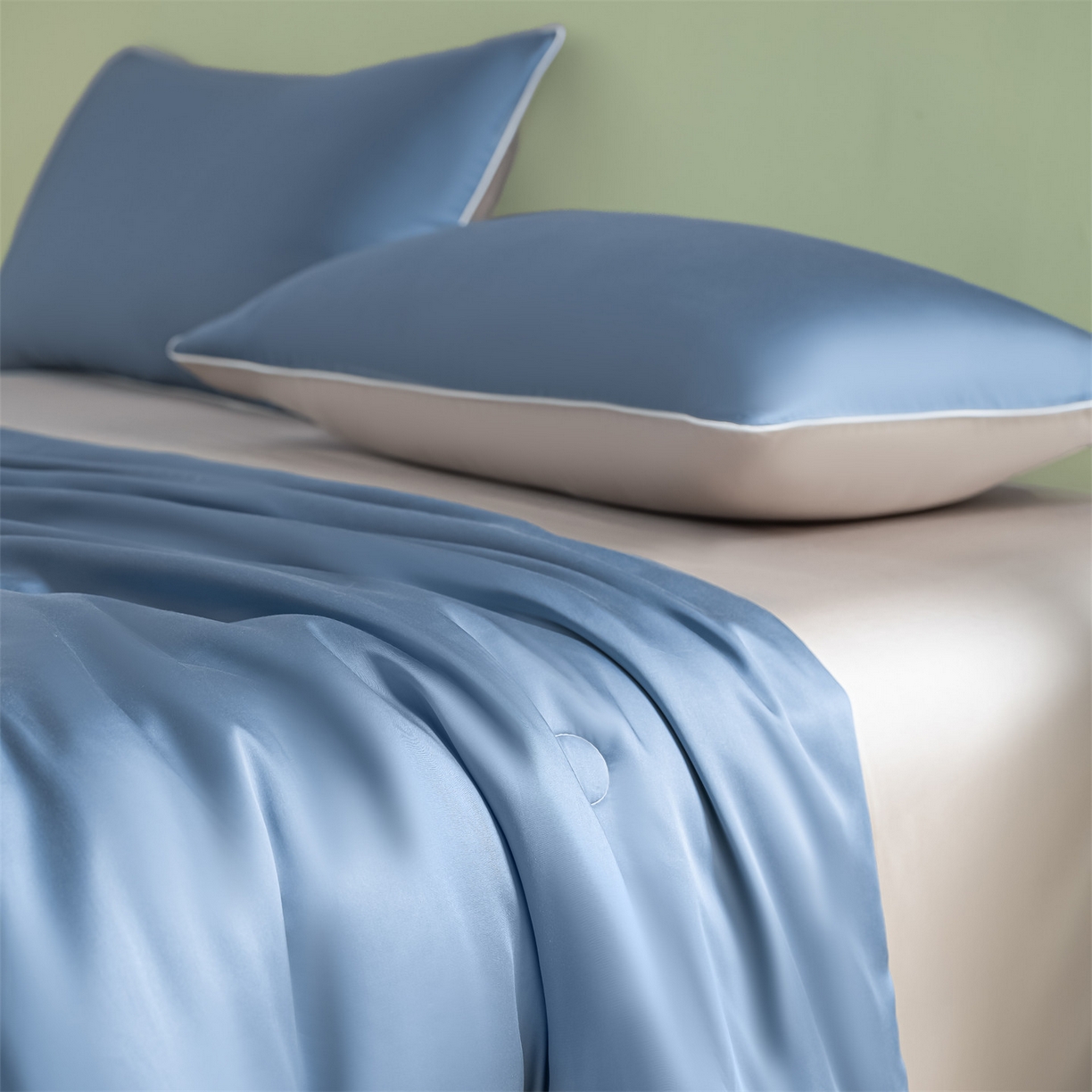 91家纺网 家纺一手货源 找家纺 （总）美澳家纺 2026春夏新款凉感水洗冰丝真丝双拼夏被夏凉被四件套