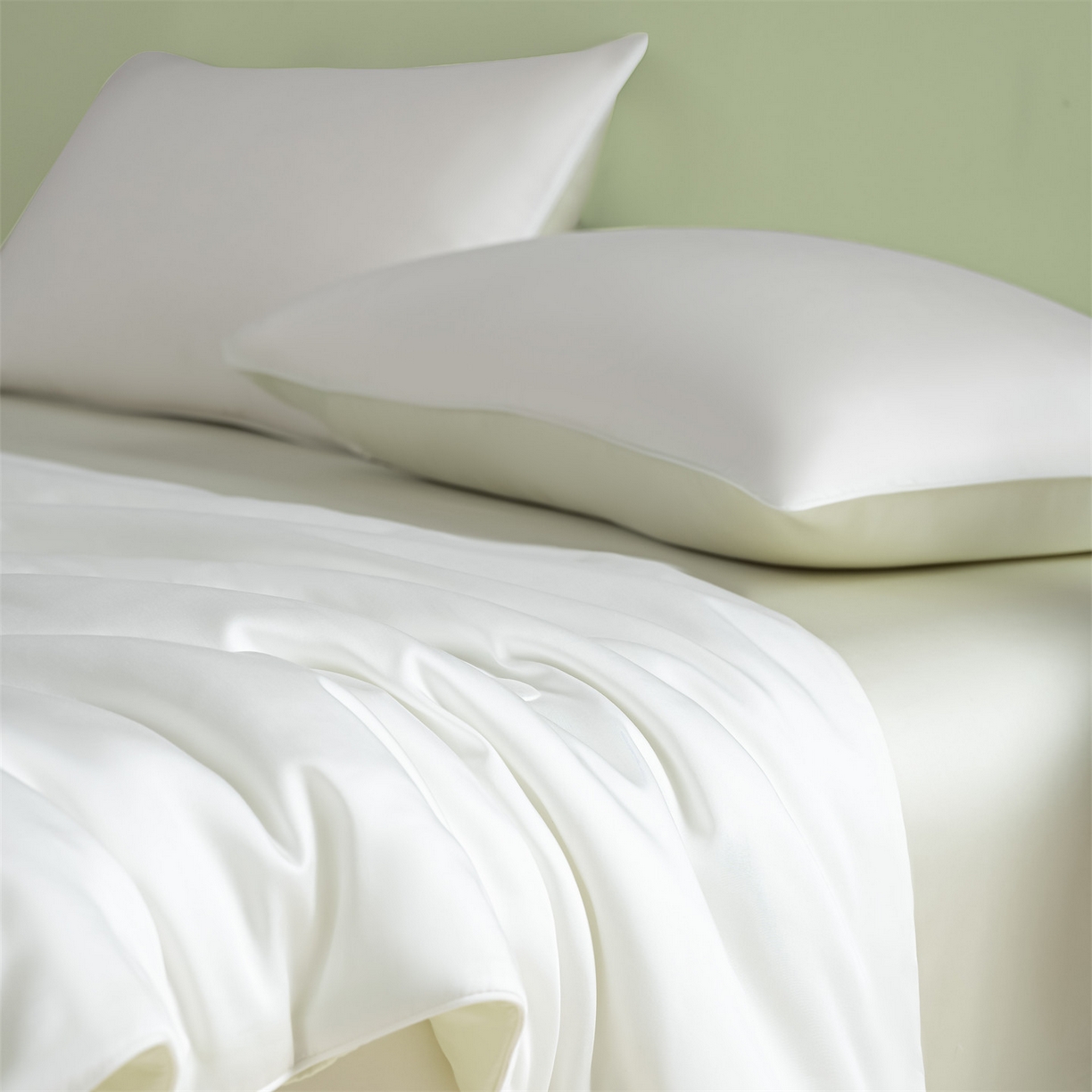 91家纺网 家纺一手货源 找家纺 美澳家纺 2026春夏新款凉感水洗冰丝真丝双拼夏被夏凉被四件套 双拼-贵族白+水果清香