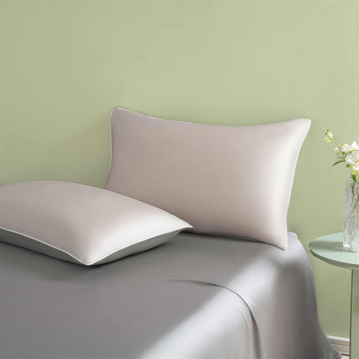 91家纺网 家纺一手货源 找家纺 美澳家纺 2026春夏新款凉感水洗冰丝真丝双拼夏被夏凉被四件套 双拼-椰子灰+经典灰