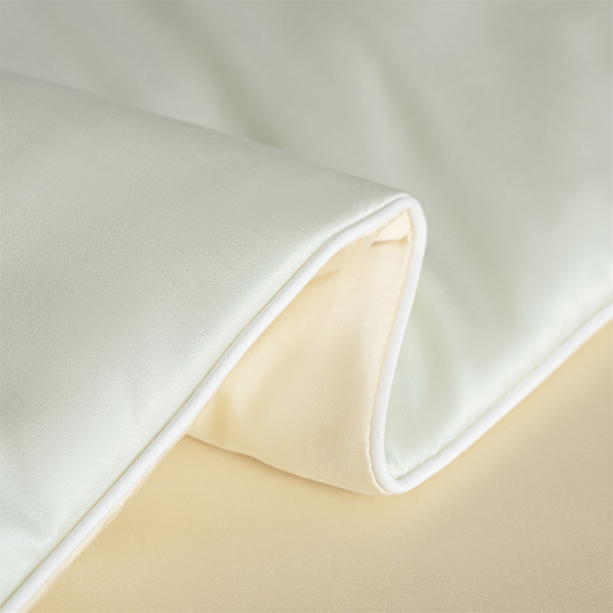 91家纺网 家纺一手货源 找家纺 美澳家纺 2026春夏新款凉感水洗冰丝真丝双拼夏被夏凉被四件套 双拼-优雅米+奶黄