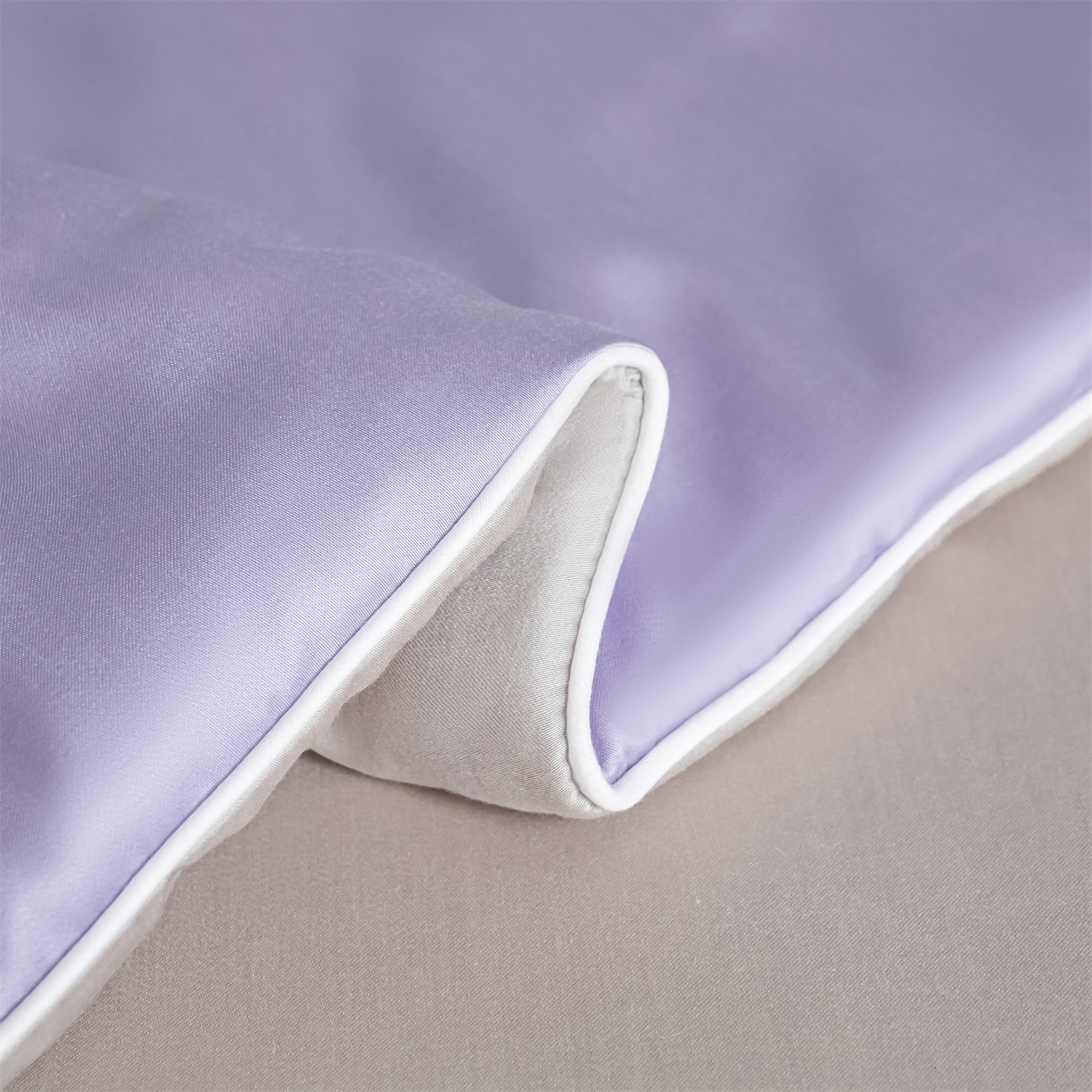 91家纺网 家纺一手货源 找家纺 美澳家纺 2026春夏新款凉感水洗冰丝真丝双拼夏被夏凉被四件套 双拼-风信紫+香草灰