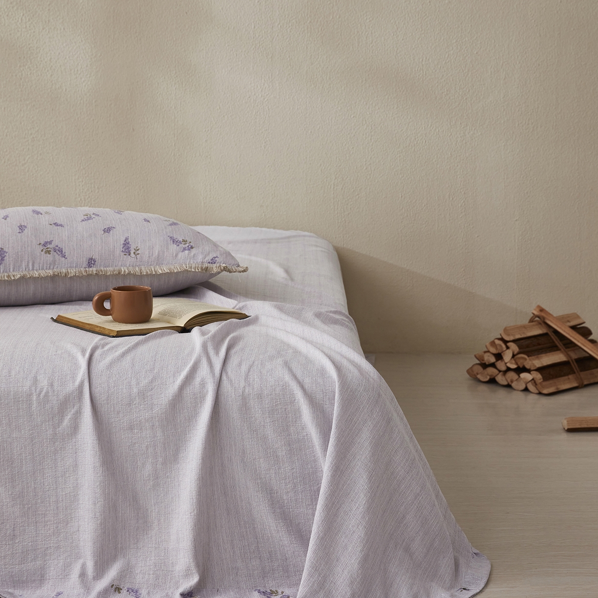 91家纺网 家纺一手货源 找家纺 网客家纺 2026新款提花色织麻夏被四件套 薰衣草紫