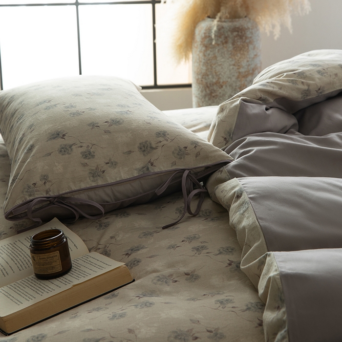 91家纺网 家纺一手货源 找家纺 若未家居 LOVEWE HOUSE 2026春夏新款全棉纯棉棉麻色织印花套件清茉系列四件套（控价 券后不低于298） 半岛玫瑰