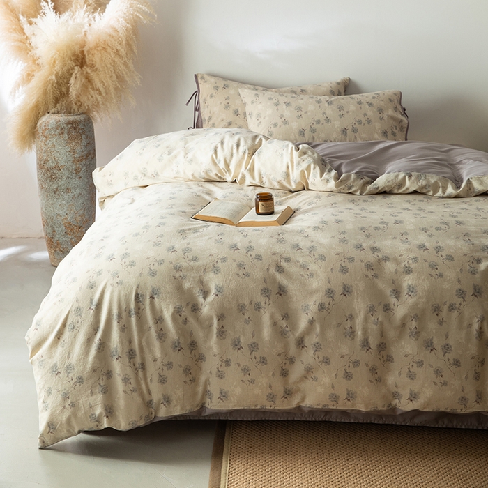 91家纺网 家纺一手货源 找家纺 若未家居 LOVEWE HOUSE 2026春夏新款全棉纯棉棉麻色织印花套件清茉系列四件套（控价 券后不低于298） 半岛玫瑰