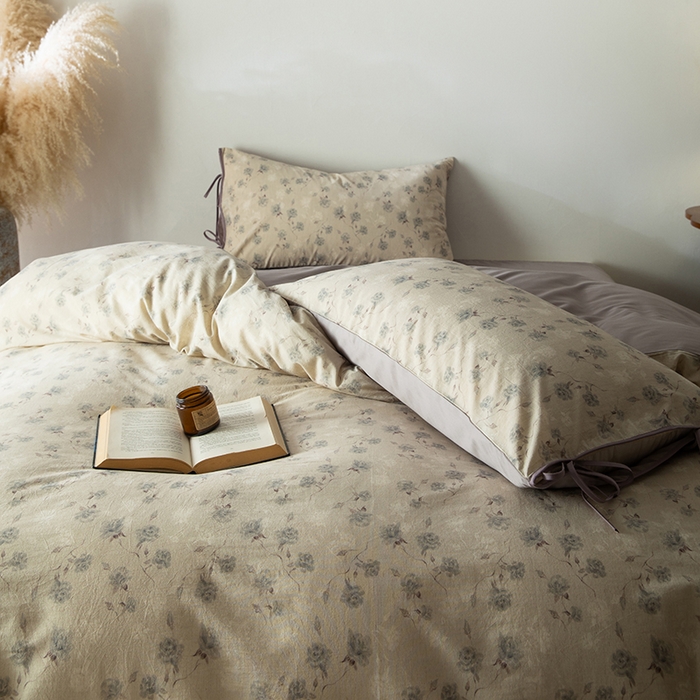 91家纺网 家纺一手货源 找家纺 若未家居 LOVEWE HOUSE 2026春夏新款全棉纯棉棉麻色织印花套件清茉系列四件套（控价 券后不低于298） 半岛玫瑰